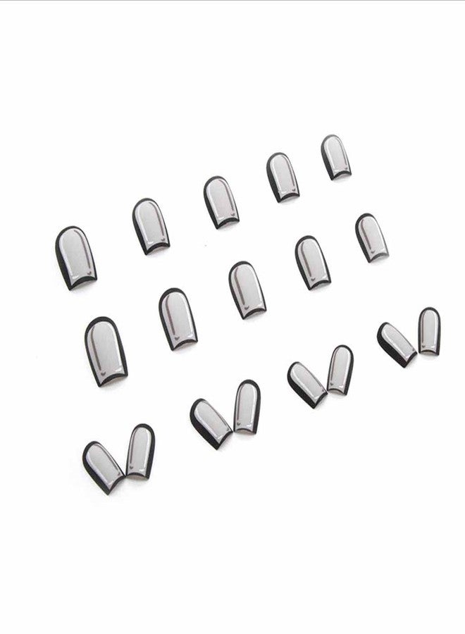 Foccna Black Press on Nails Comic Medium Long, Acrylic Fake Nails Square Cartoon False Nails,Artificial Nails for Women and Girls 24 pcs - Image 3